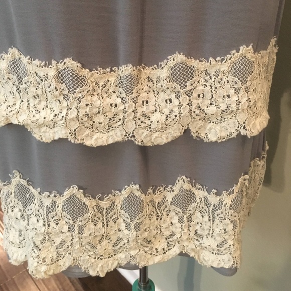 LOFT Top - Antique Blue with lace trim layers. - Picture 3 of 5
